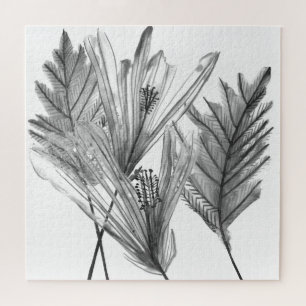 Puzzle Silhouette florale - Gris