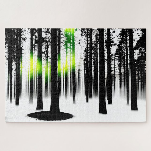 Puzzle Silhouette Forêt-Noire avec un éclat vert étrange (Horizontal)