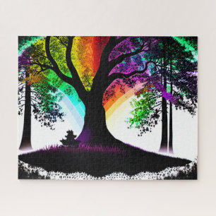 Puzzle Silhouette noir et blanc Abstrait Arc-en-ciel