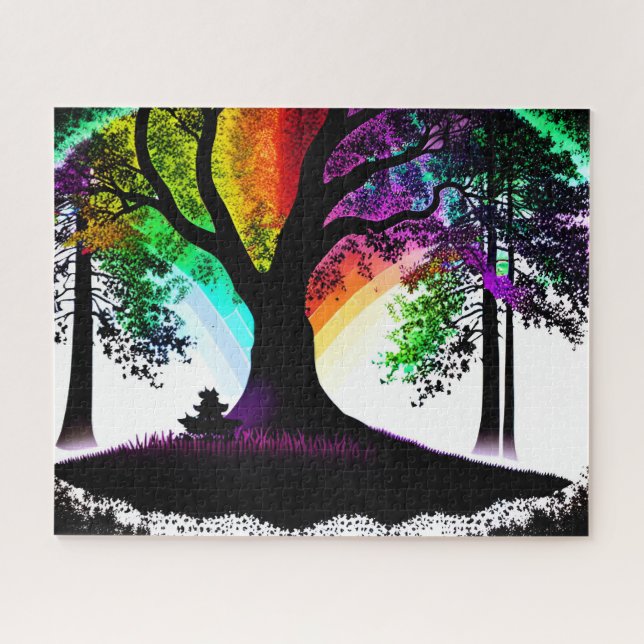 Puzzle Silhouette noir et blanc Abstrait Arc-en-ciel (Horizontal)