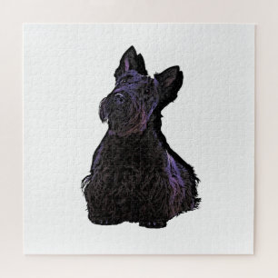 Puzzle Silhouette noire écossaise Terrier avec ombre