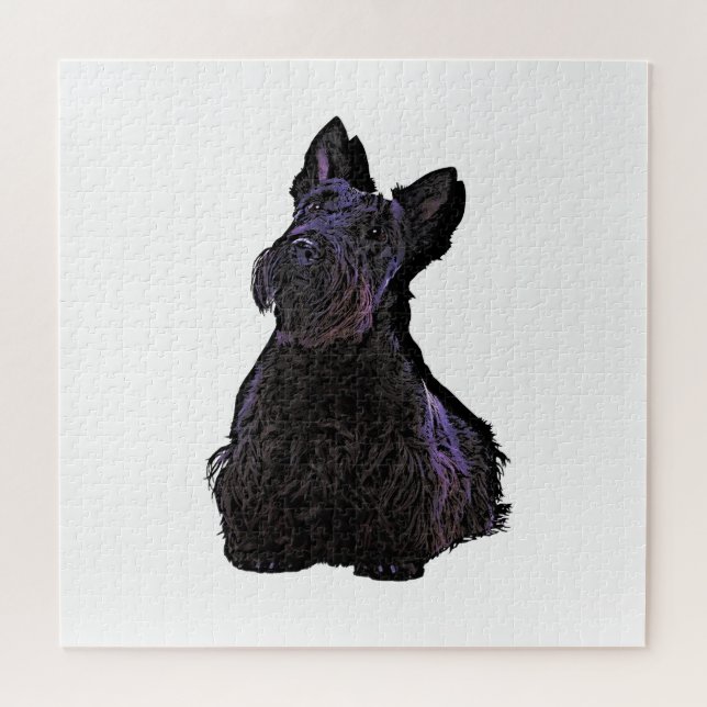 Puzzle Silhouette noire écossaise Terrier avec ombre (Horizontal)
