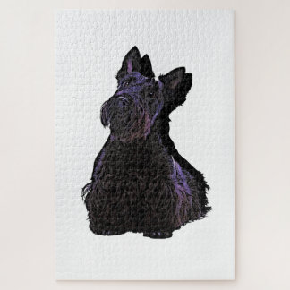 Puzzle Silhouette noire écossaise Terrier avec ombre