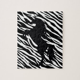 Puzzle Silhouette Unicorne Noire