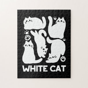 Puzzle Silhouettes de chaton blanc - Design Feline mignon