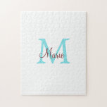 Puzzle simple ajout de nom monogramme rose rouge jeton<br><div class="desc">belle conception</div>