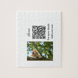Puzzle Simple animal name details QR code add text photo