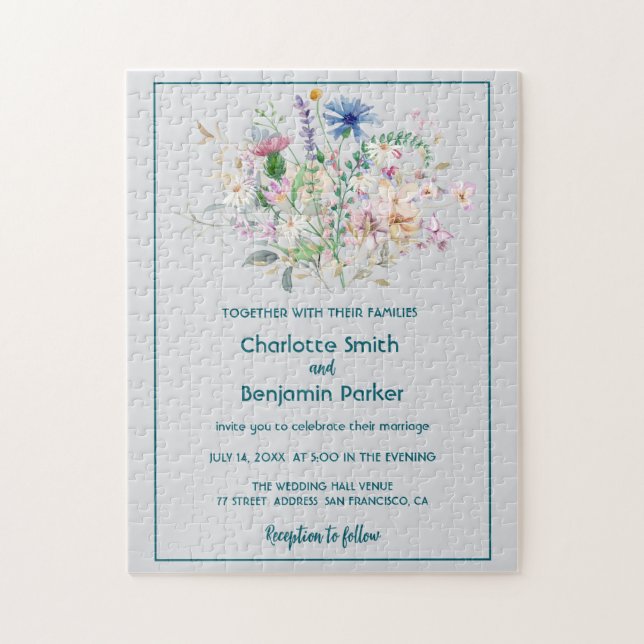 Puzzle Simple Aquarelle fleur sauvage bouquet flora maria (Vertical)
