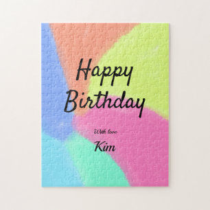 Puzzle simple calligraphie minimum heureux anniversaire p