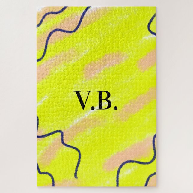 Puzzle Simple couleur solide ajouter le nom du texte mono (Vertical)
