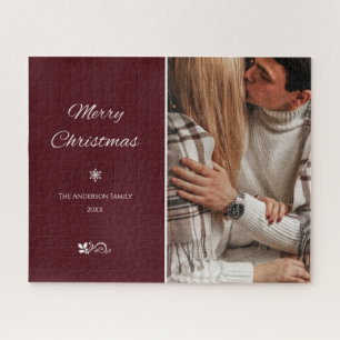 Puzzle Simple & Elegant Dark Burgundy Christmas Holidays