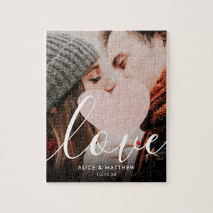 Puzzle Simple Élégant Script Couple Photo