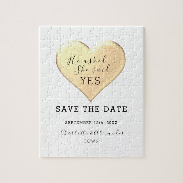 Puzzle Simple Mariage Enregistrer La Date (Vertical)