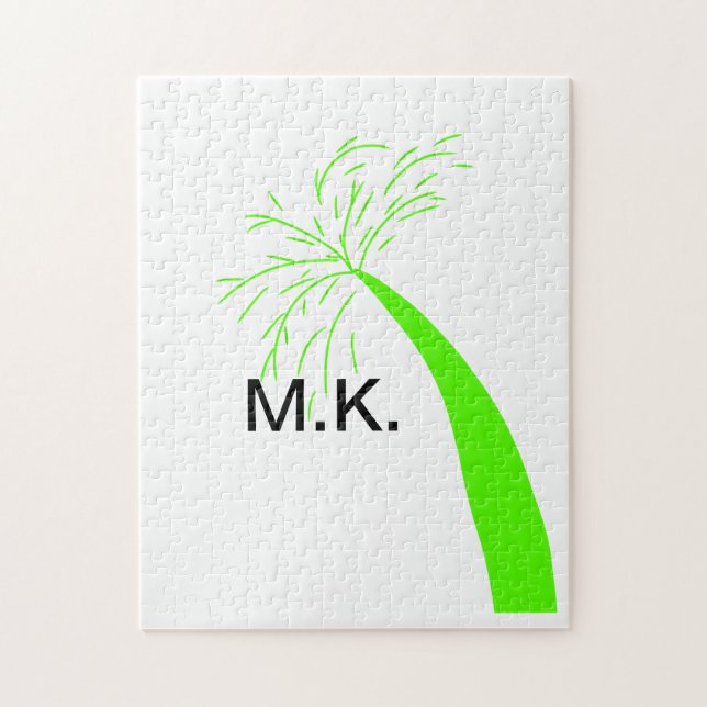 Puzzle Simple Minimal arbre vert cocotier monogramme Lanc (Vertical)