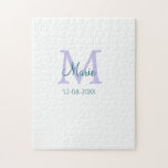 Puzzle simple minimum ajouter nom monogramme violet vert<br><div class="desc">belle conception</div>