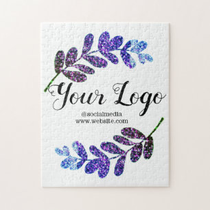 Puzzle simple personnalisé bleu violet noir feuilles ajou