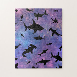Puzzle Simple requin mâchoires baleine motif de galaxie o