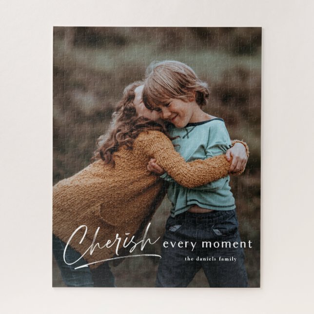 Puzzle Simple Script Cherish Chaque Moment Photo (Vertical)