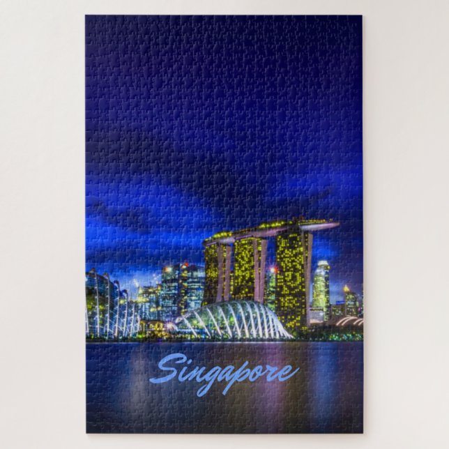 Puzzle Singapore City Skyline La Nuit (Vertical)