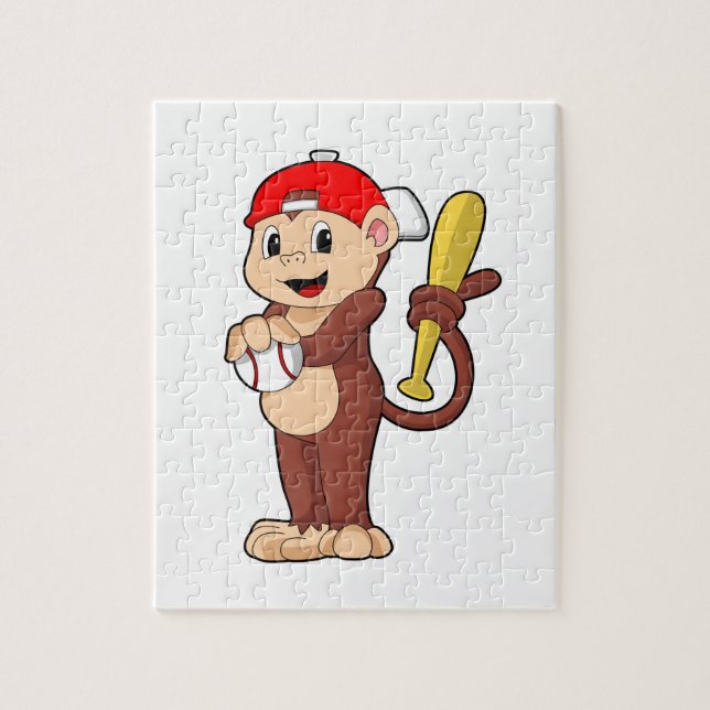 Puzzle Singe au baseball avec batte de baseball (Vertical)