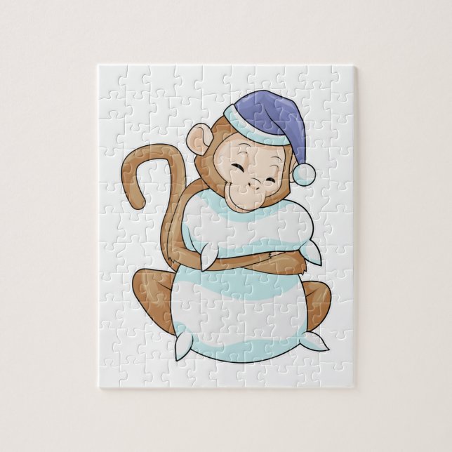 Puzzle Singe avec Coussin et tête de lit (Vertical)