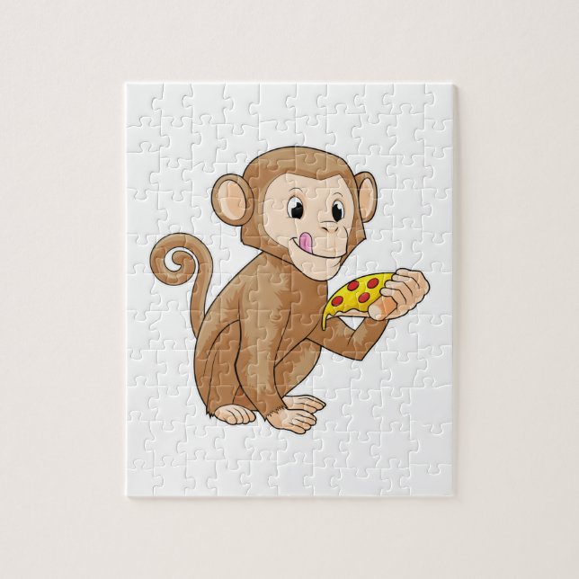 Puzzle Singe avec morceau de pizza (Vertical)