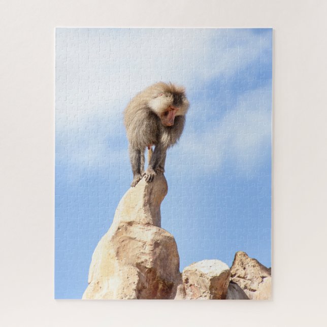 Puzzle Singe babouin au sommet d'une montagne (Vertical)