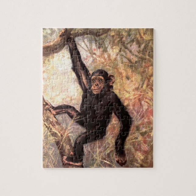 Puzzle Singe chimpanzé par CE Swan, Animaux sauvages Vint (Vertical)