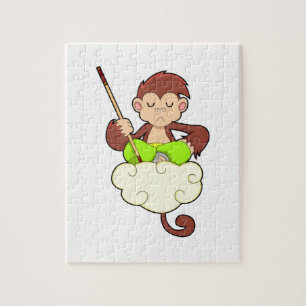 Puzzle Singe en pattes croisées sur nuages