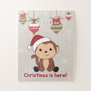 Puzzle Singe Noël Neige Hiver Animaux Singes Jigsa