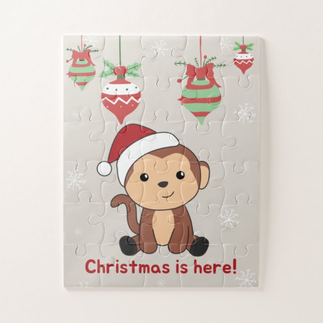 Puzzle Singe Noël Neige Hiver Animaux Singes Jigsa (Vertical)