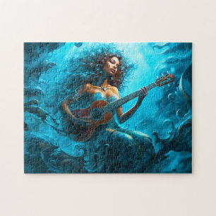 Puzzle Siren jouant de la guitare sous l'eau, peinture fa