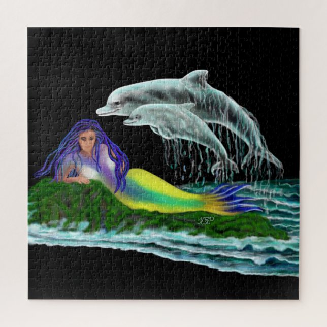 Puzzle Sirène avec dauphins (Vertical)