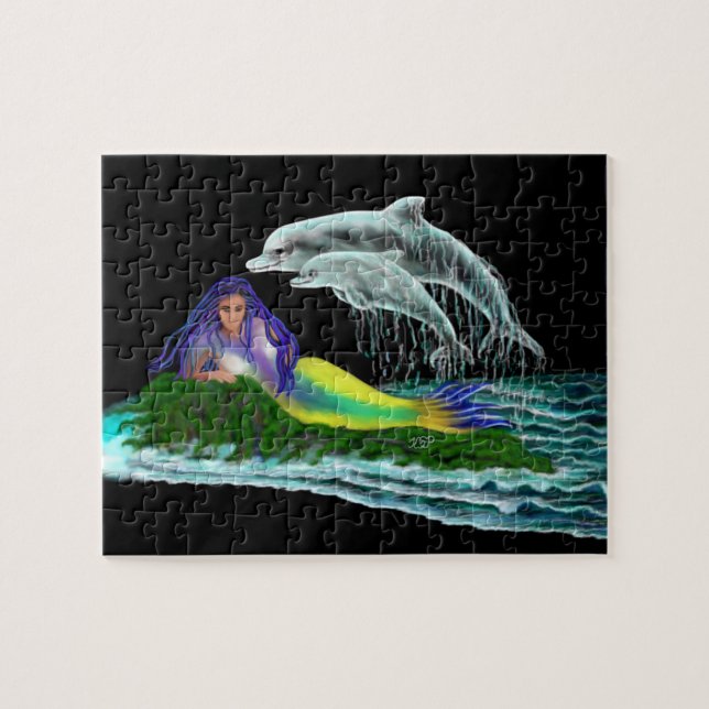 Puzzle Sirène avec dauphins (Horizontal)