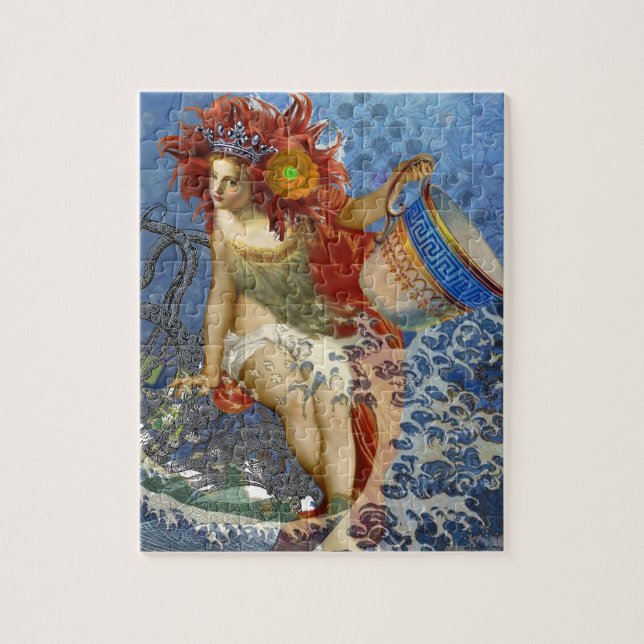 Puzzle Sirène du Verseau Art Gothique Bleu (Vertical)