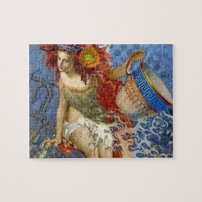 Puzzle Sirène du Verseau Art Gothique Bleu (Horizontal)