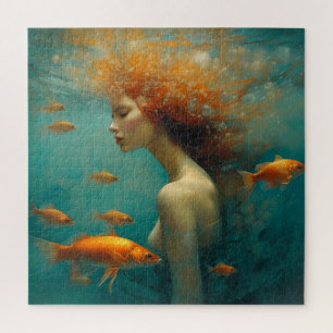 Puzzle Sirène et poisson d'or