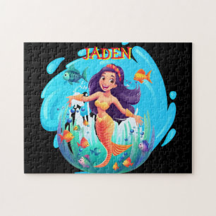Puzzle Sirènes, Poisson éclaboussant dans l'eau personnal