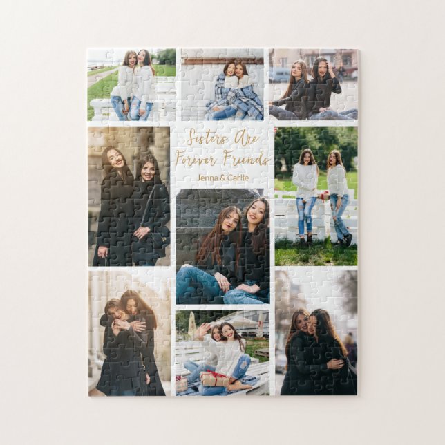 Puzzle Sisters Forever Friends Photo Collage Citation per (Vertical)