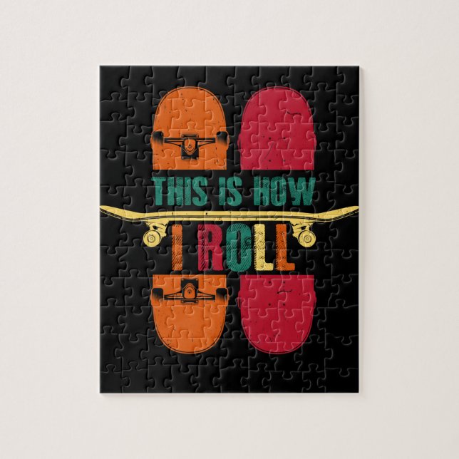 Puzzle Skateboard Skateboarder Cadeau Drôle (Vertical)