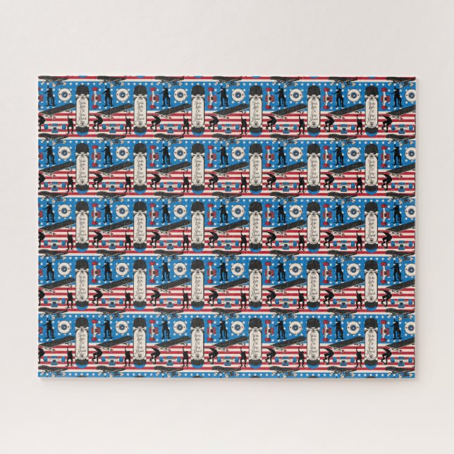 Puzzle Skateboarding Patriotic USA (Horizontal)