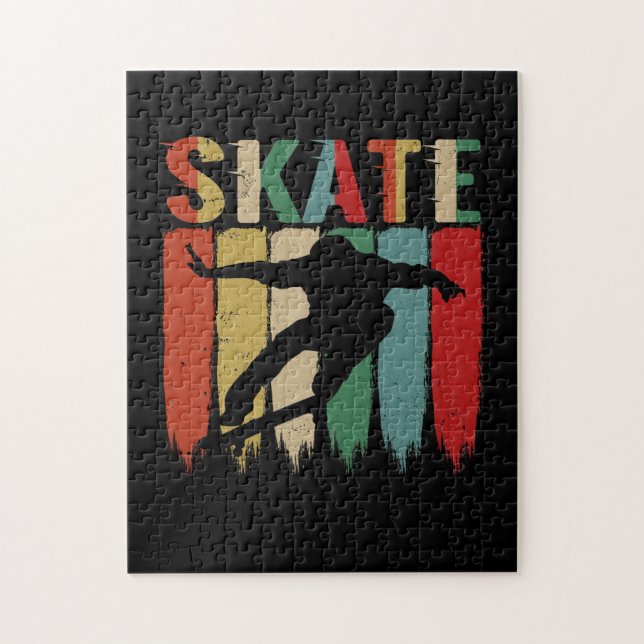 Puzzle Skating cool Retro Skateboard (Vertical)