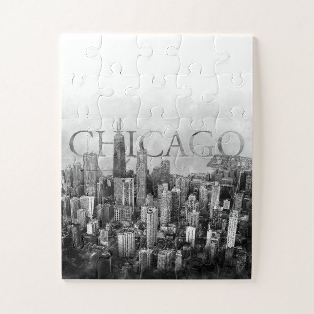 Puzzle Sketch de Chicago Skyline (Vertical)
