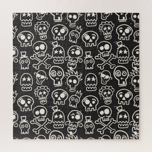 Puzzle Sketchchy noir crâne papier peint sans couleur (Vertical)