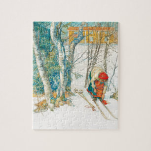 Puzzle Ski d'hiver par Carl Larsson