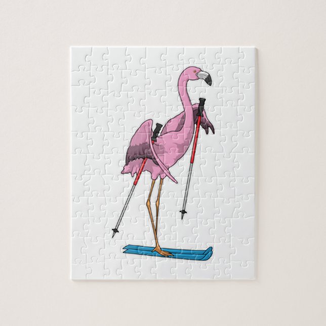 Puzzle Skieur flamant rose Ski (Vertical)