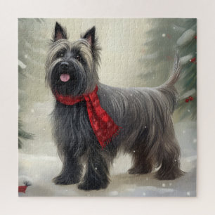 Puzzle Skye Terrier Chien dans la neige Noël