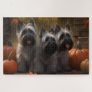 Puzzle Skye Terrier Chiot Automne Citrouille délice