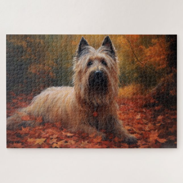 Puzzle Skye Terrier dans les feuilles d'automne chute ins (Horizontal)