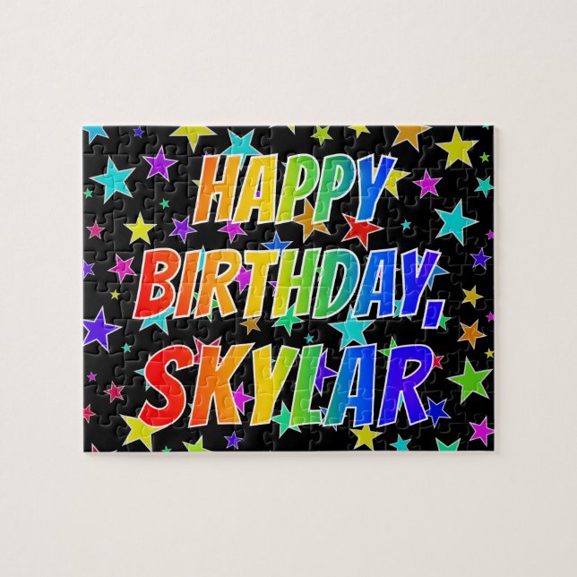 Puzzle "SKYLAR" Prénom, Amusant "HEUREUX ANNIVERSAIRE" (Horizontal)